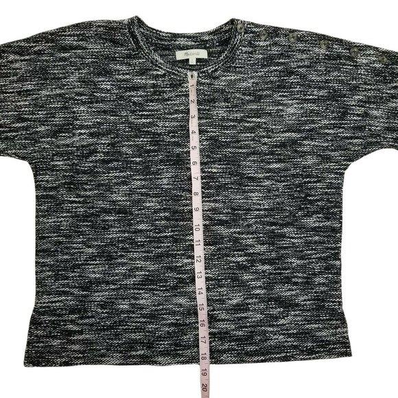 Madewell Knit Sweater Shirt Wide Sleeve Button Shoulder Black & White Small - Picture 11 of 11